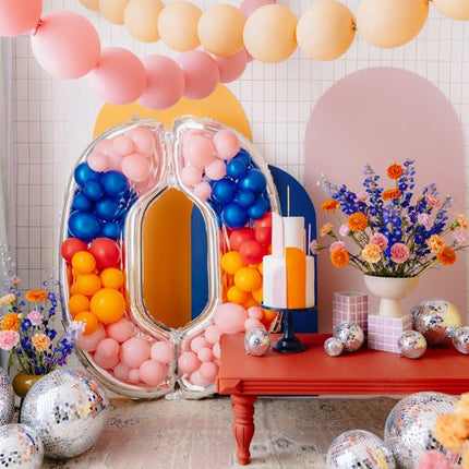 0 Jaar Ballon Frame Zilver 1,26m van Partydeco koop je bij Partywinkel