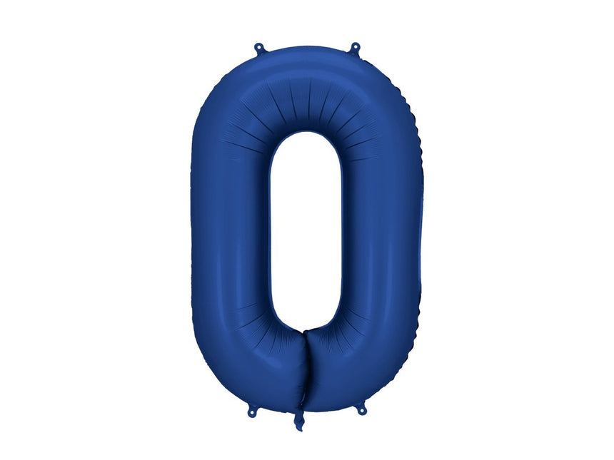 0 Jaar Cijfer Ballon Blauw Satijn Folie Leeg 86cm van Partydeco koop je bij Partywinkel
