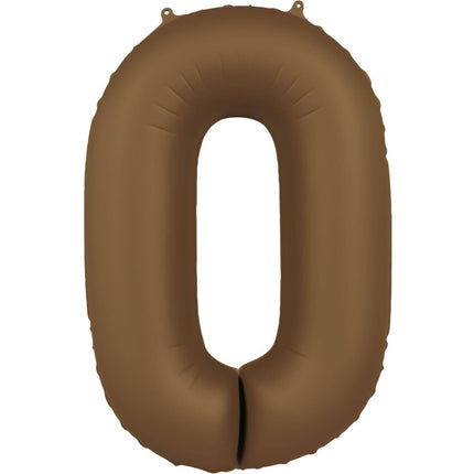 0 Jaar Cijfer Ballon Bruin Mat 86cm van Folat koop je bij Partywinkel