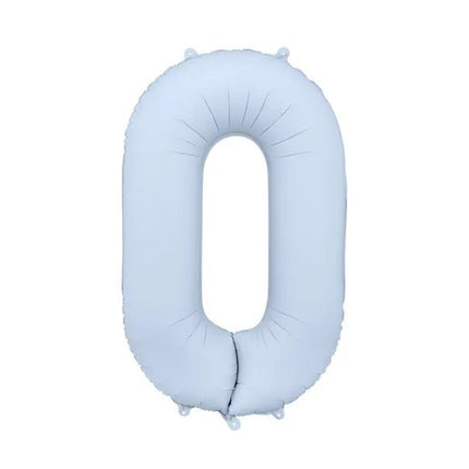 0 Jaar Cijfer Ballon Lichtblauw Mat Leeg 86cm van Partydeco koop je bij Partywinkel