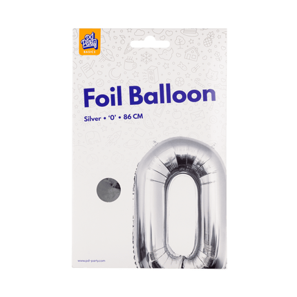 0 Jaar Cijfer Ballon Zilver Leeg 86cm van Paper Dreams koop je bij Partywinkel