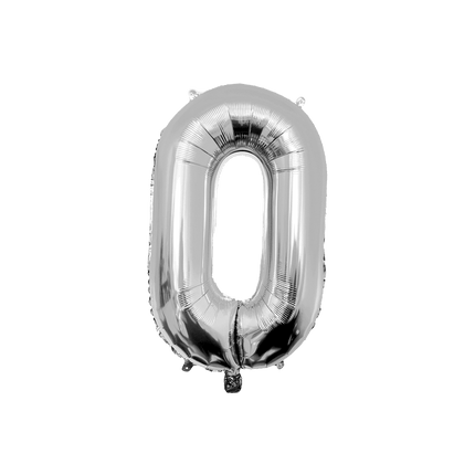 0 Jaar Cijfer Ballon Zilver Leeg 86cm van Paper Dreams koop je bij Partywinkel