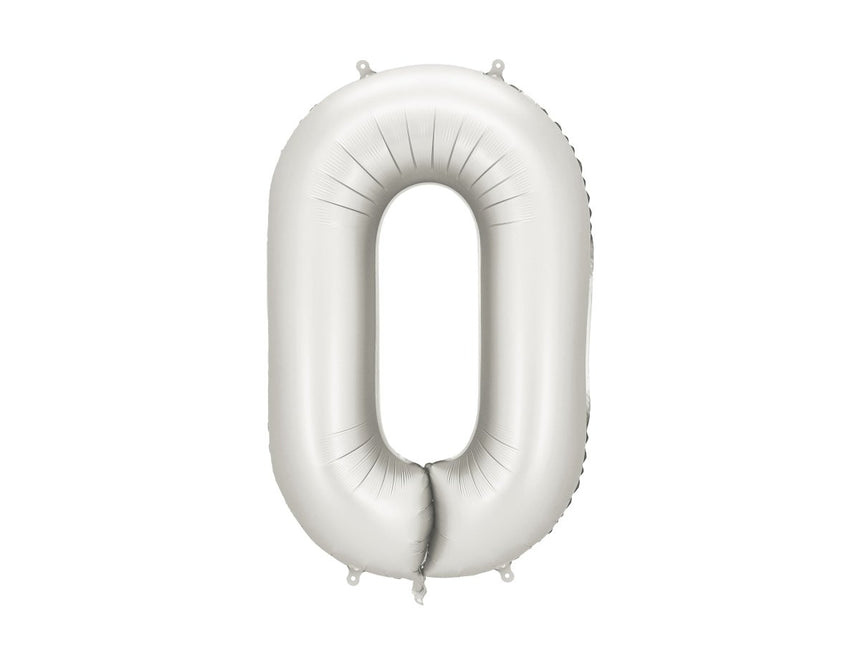 0 Jaar Cijfer Ballon Zilver Satijn Folie Leeg 86cm van Partydeco koop je bij Partywinkel