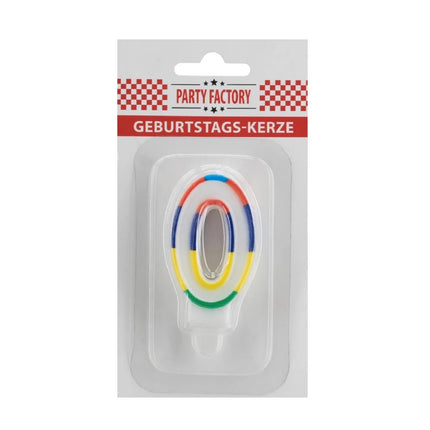 0 Jaar Kaars Gekleurde Rand 7cm van VDV Benefit koop je bij Partywinkel
