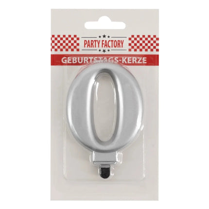 0 Jaar Kaars Zilver Metellic 7cm van VDV Benefit koop je bij Partywinkel