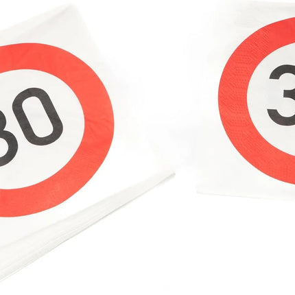 30 Jaar Servetten Verkeersbord 33cm 20st