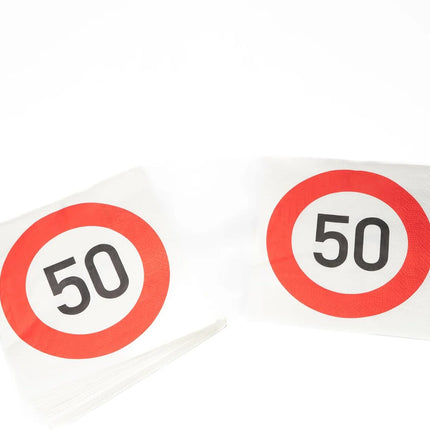 50 Jaar Servetten Verkeersbord 33cm 20st