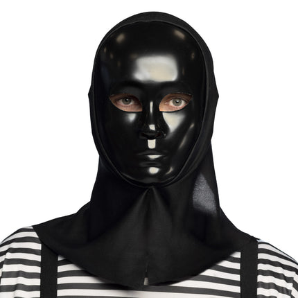 Masker Mime met kap zwart