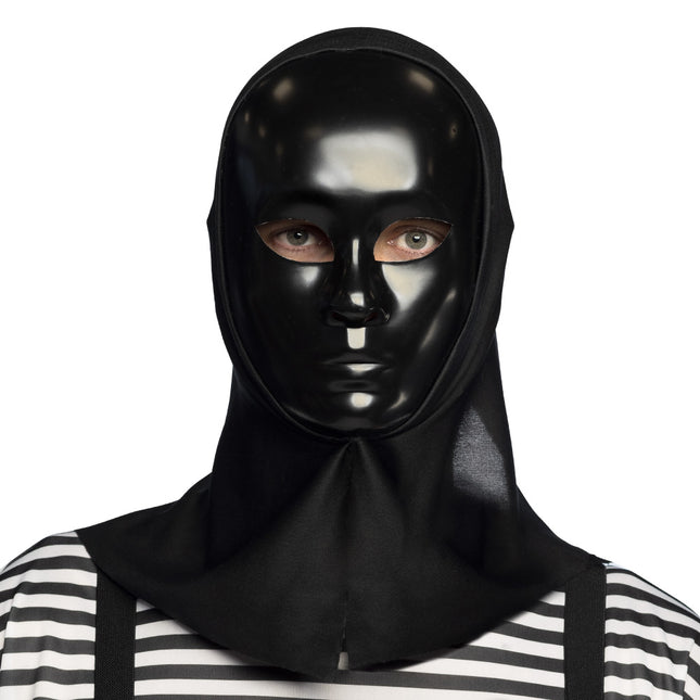 Masker Mime met kap zwart