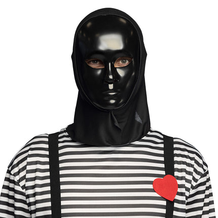 Masker Mime met kap zwart
