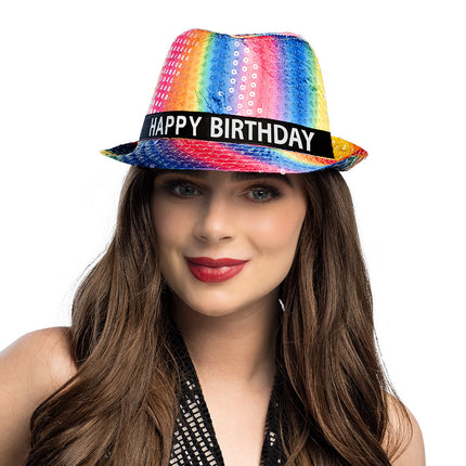 Hoed Rainbow 'Happy birthday'