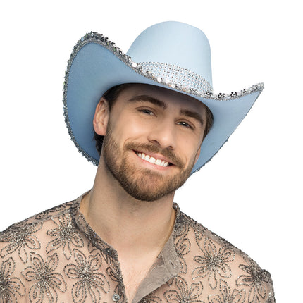 Hoed cowboy Spark lichtblauw