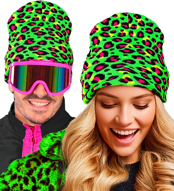 Beanie Luipaard Neon Groen