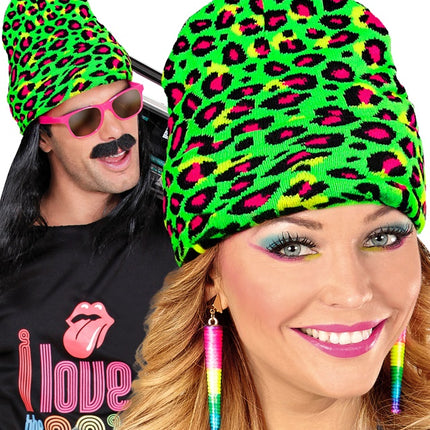 Beanie Luipaard Neon Groen