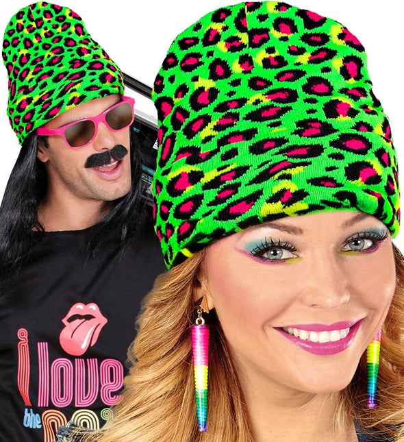 Beanie Luipaard Neon Groen