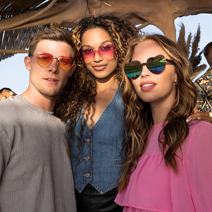 Partybril Festival Hart mirror zwart