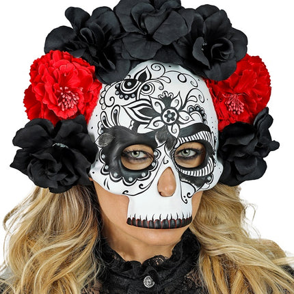 Dia De Los Muertos Masker Zwart Wit Schedel