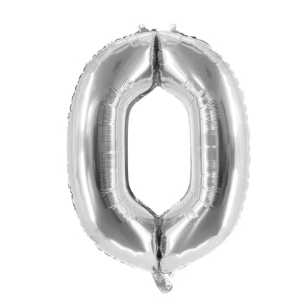 0 Jaar Cijfer Ballon Zilver Leeg 85cm