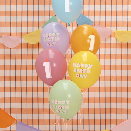 1 Jaar Ballonnen 30cm 6st van Partydeco koop je bij Partywinkel