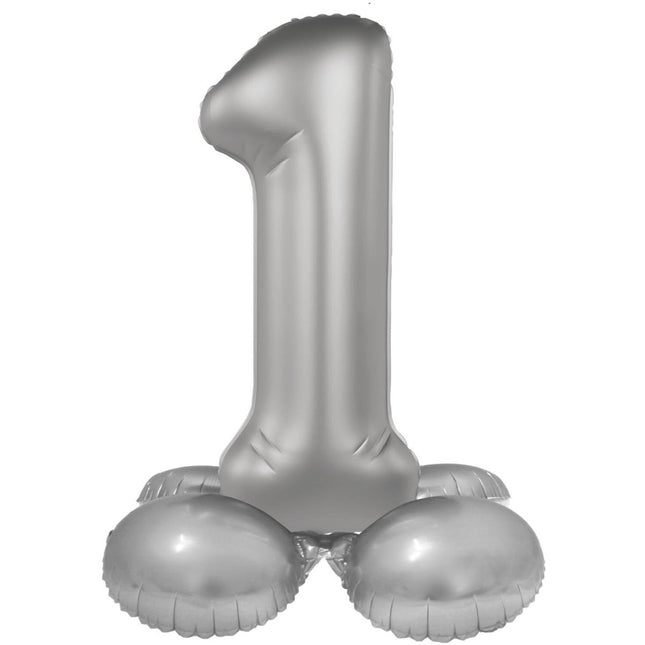 1 Jaar Cijfer Ballon Zilver 41cm van Folat koop je bij Partywinkel