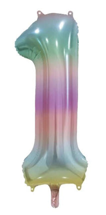 1 Jaar Helium Ballon Regenboog Pastel Leeg 86cm van WeFiesta koop je bij Partywinkel