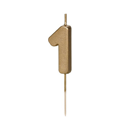 1 Jaar Kaars Goud 4,5cm van Partydeco koop je bij Partywinkel