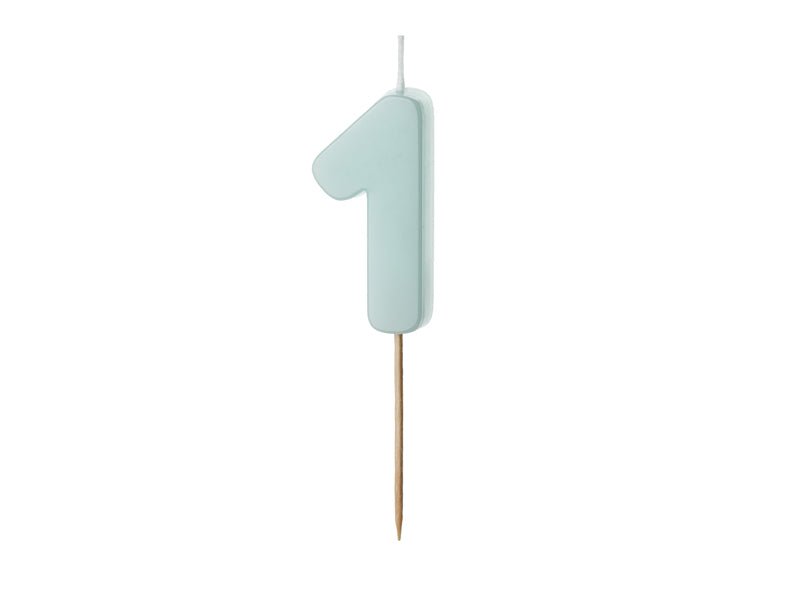 1 Jaar Kaars Lichtblauw 5,5cm van Partydeco koop je bij Partywinkel