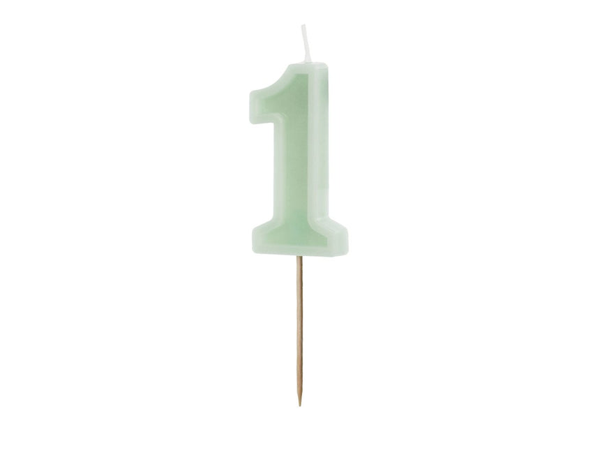 1 Jaar Kaars Mintgroen 10cm van Partydeco koop je bij Partywinkel