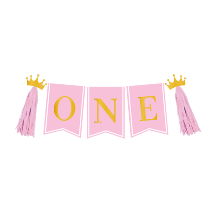 1 Jaar Versiering Pakket Roze Kinderstoel van Paper Dreams koop je bij Partywinkel