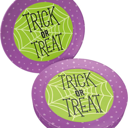Halloween Borden Paars Groen Trick Or Treat 23cm 8st