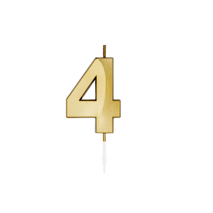 4 Jaar Kaars Goud Metallic 6cm