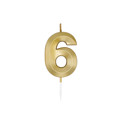 6 Jaar Kaars Goud Metallic 6cm