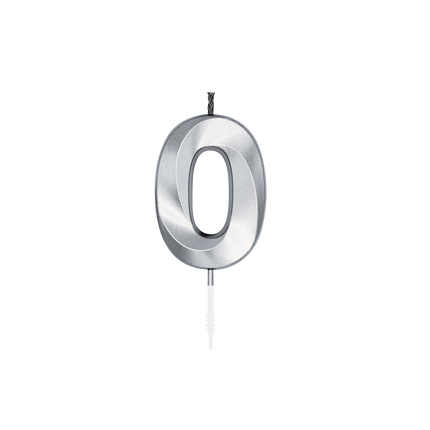 0 Jaar Kaars Zilver Metallic 6cm