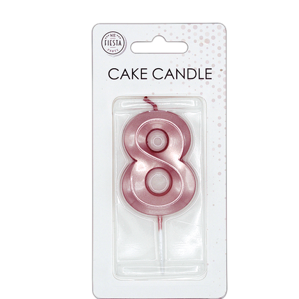 8 Jaar Kaars Rose Goud Metallic 6cm