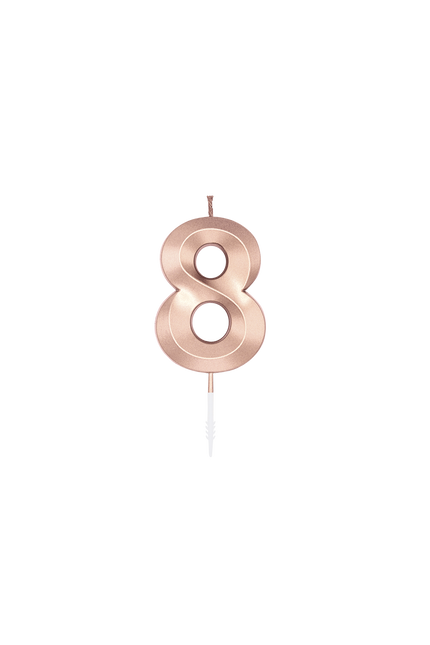 8 Jaar Kaars Rose Goud Metallic 6cm