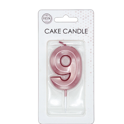 9 Jaar Kaars Rose Goud Metallic 6cm