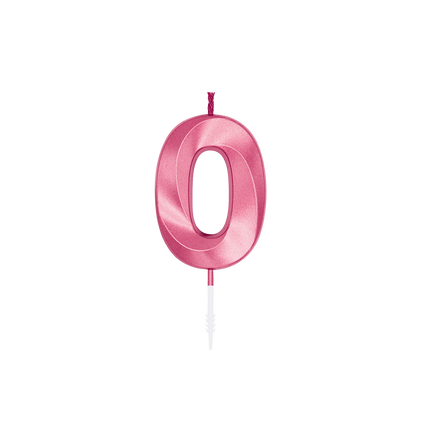 0 Jaar Kaars Roze Metallic 6cm