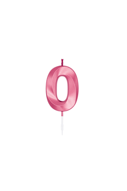 0 Jaar Kaars Roze Metallic 6cm