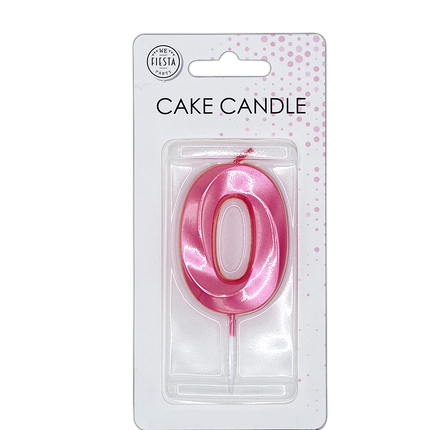 0 Jaar Kaars Roze Metallic 6cm