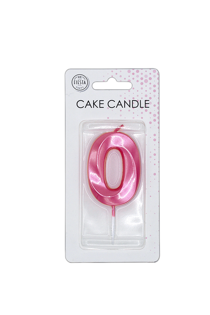 0 Jaar Kaars Roze Metallic 6cm