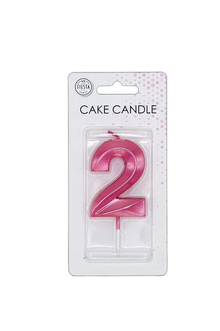2 Jaar Kaars Roze Metallic 6cm