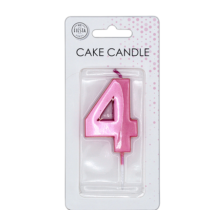 4 Jaar Kaars Roze Metallic 6cm