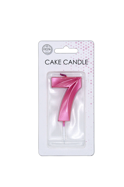 7 Jaar Kaars Roze Metallic 6cm
