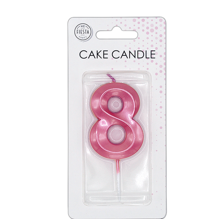 8 Jaar Kaars Roze Metallic 6cm