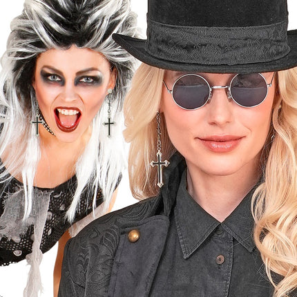 Halloween Oorbellen Zwart Kruis