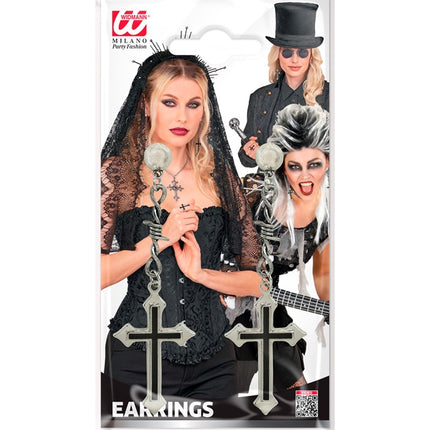 Halloween Oorbellen Zwart Kruis