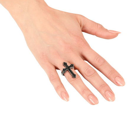 Halloween Ring Zwart Kruis