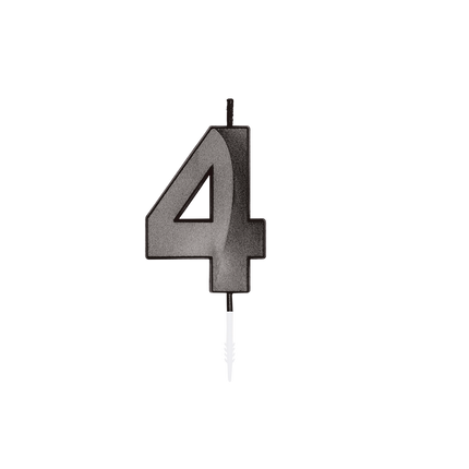 4 Jaar Kaars Zwart Metallic 6cm