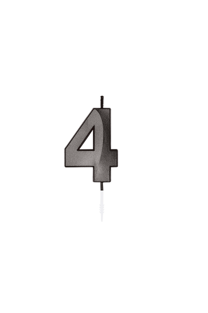 4 Jaar Kaars Zwart Metallic 6cm