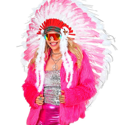 Bontjas Pluche Dames Neon Roze